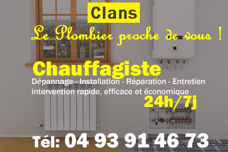 chauffage Clans - depannage chaudiere Clans - chaufagiste Clans - installation chauffage Clans - depannage chauffe eau Clans