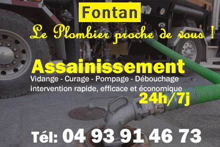 assainissement Fontan - vidange Fontan - curage Fontan - pompage Fontan - eaux usées Fontan - camion pompe Fontan