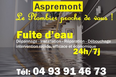 fuite Aspremont - fuite d'eau Aspremont - fuite wc Aspremont - recherche de fuite Aspremont - détection de fuite Aspremont - dépannage fuite Aspremont