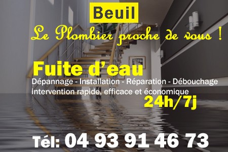 fuite Beuil - fuite d'eau Beuil - fuite wc Beuil - recherche de fuite Beuil - détection de fuite Beuil - dépannage fuite Beuil