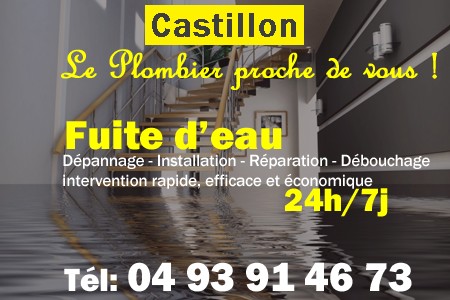 fuite Castillon - fuite d'eau Castillon - fuite wc Castillon - recherche de fuite Castillon - détection de fuite Castillon - dépannage fuite Castillon