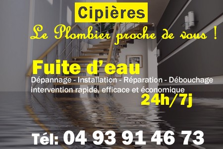 fuite Cipières - fuite d'eau Cipières - fuite wc Cipières - recherche de fuite Cipières - détection de fuite Cipières - dépannage fuite Cipières