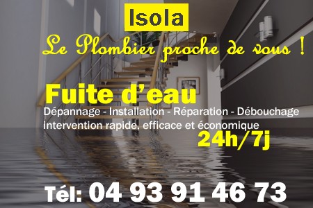 fuite Isola - fuite d'eau Isola - fuite wc Isola - recherche de fuite Isola - détection de fuite Isola - dépannage fuite Isola