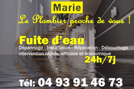 fuite Marie - fuite d'eau Marie - fuite wc Marie - recherche de fuite Marie - détection de fuite Marie - dépannage fuite Marie