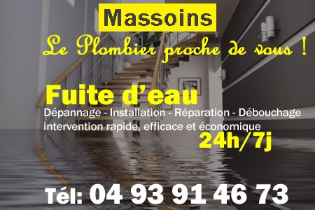 fuite Massoins - fuite d'eau Massoins - fuite wc Massoins - recherche de fuite Massoins - détection de fuite Massoins - dépannage fuite Massoins