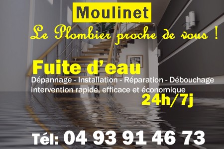 fuite Moulinet - fuite d'eau Moulinet - fuite wc Moulinet - recherche de fuite Moulinet - détection de fuite Moulinet - dépannage fuite Moulinet