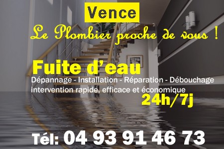 fuite Vence - fuite d'eau Vence - fuite wc Vence - recherche de fuite Vence - détection de fuite Vence - dépannage fuite Vence