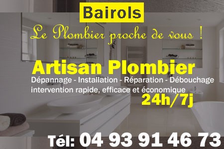 Plombier Bairols - Plomberie Bairols - Plomberie pro Bairols - Entreprise plomberie Bairols - Dépannage plombier Bairols