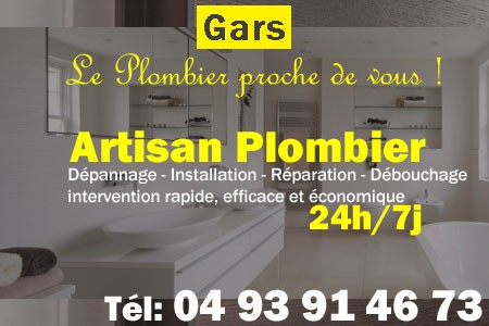 Plombier Gars - Plomberie Gars - Plomberie pro Gars - Entreprise plomberie Gars - Dépannage plombier Gars